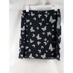 Wild Fable Mini Butterfly‎ Skirt Mesh Black Print S Slim Fit Fun Short Stretchy